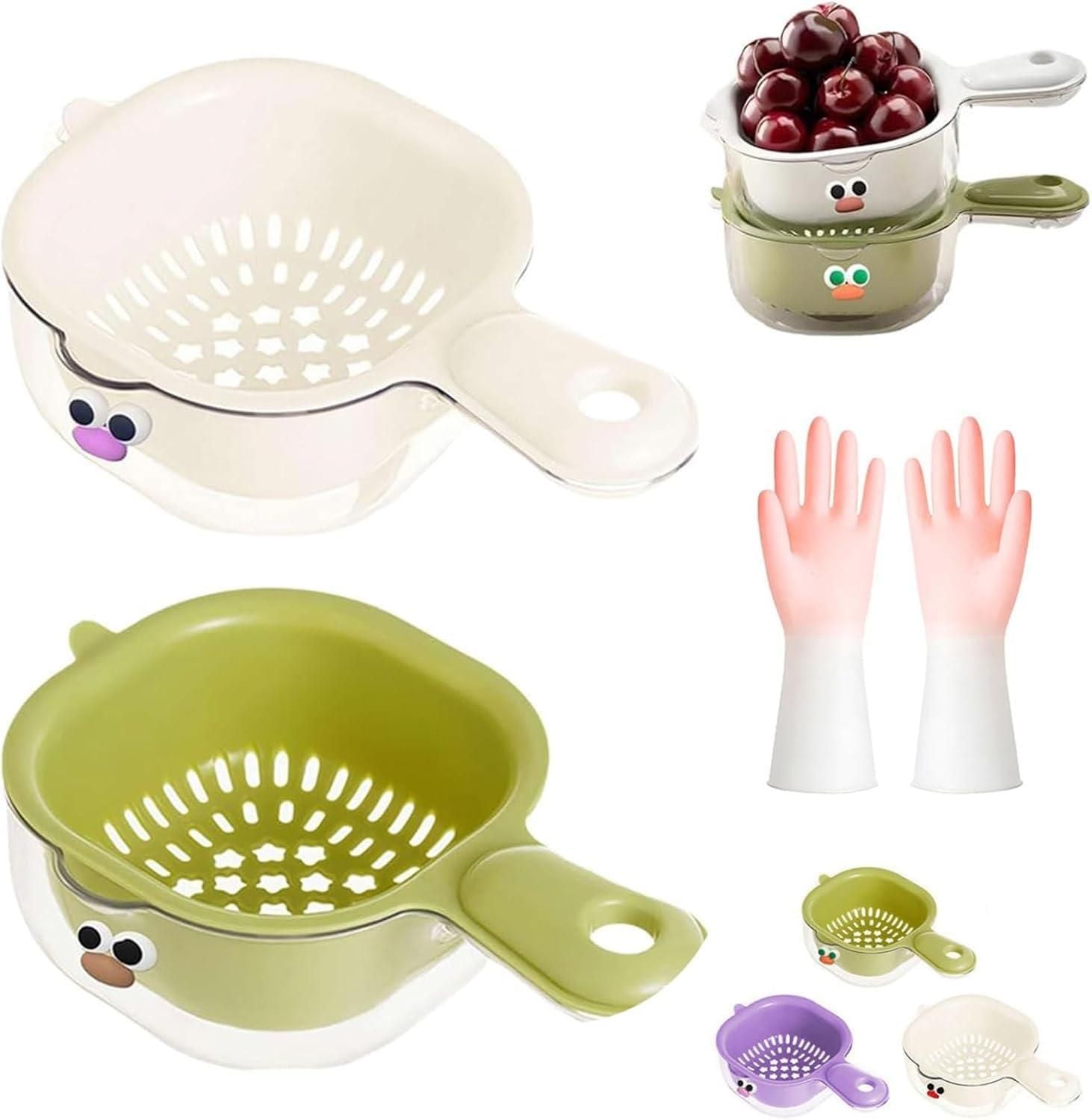 Strainer Dual-Layer Veggie & Fruit Draining Basket